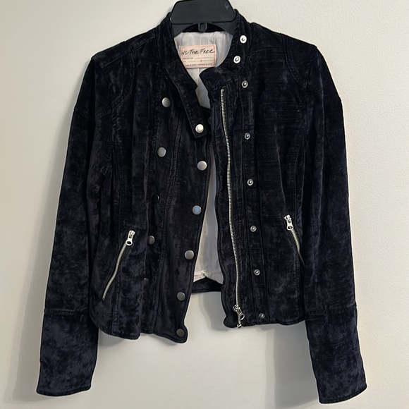 FREE PEOPLE from Dusk til Dawn Black Velvet Moto Jacket. Size Small NEW - Picture 3 of 16